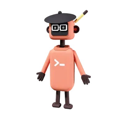 El arquitecto, mini agente naranja con boina, gafas y un lápiz en la cabeza