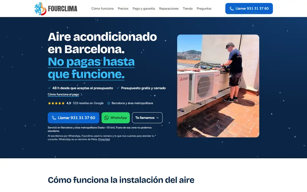 Portada de go.fourclima-gasnatural.com/aire